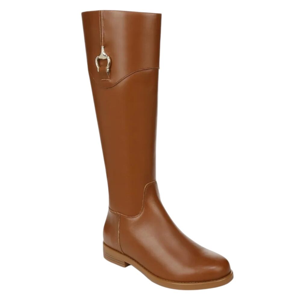 Giani Bernini Women's Sandraa Leather Knee High Low Heel Boots Tan Size 9 1/2